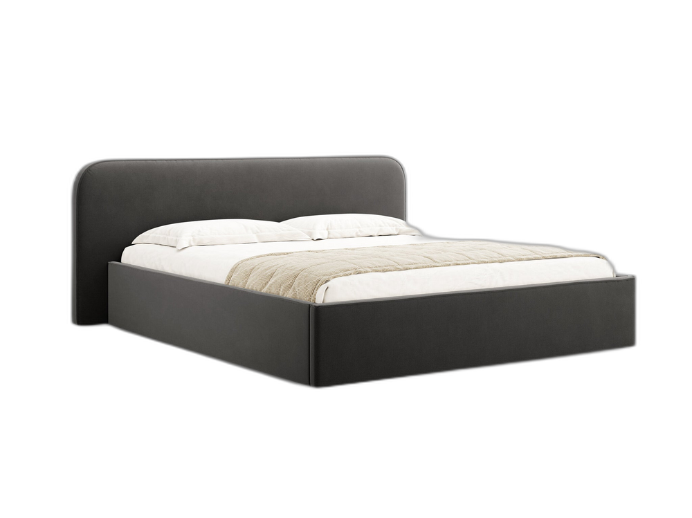 Upholstered Bed Frame with Storage & High Headboard