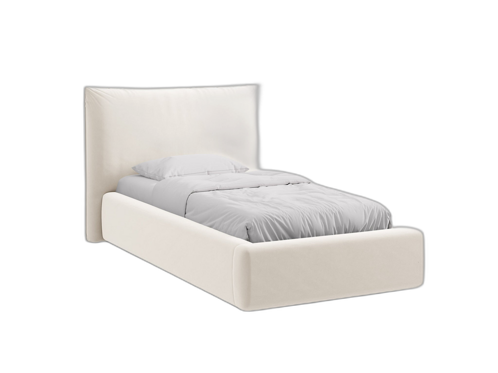 Single Upholstered Bed with Storage & Soft Headboard