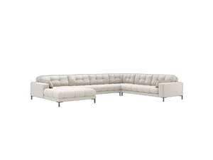 Modern Panoramic Corner Sofa – 7 Seater Quilted Design with Metal Legs W327