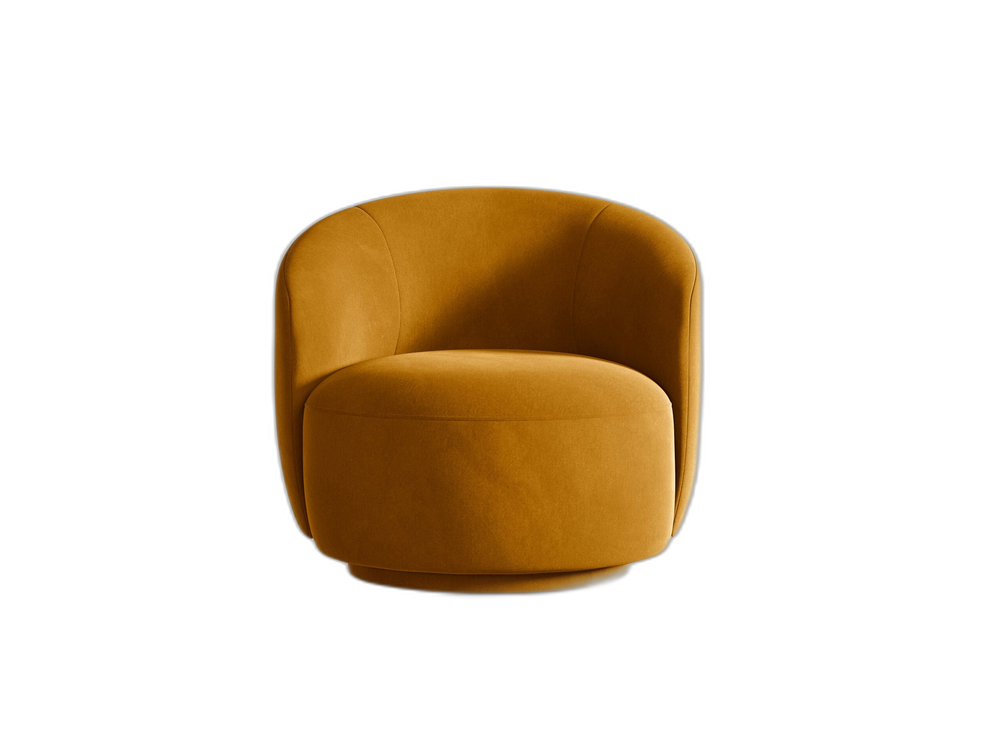 Modern Swivel Armchair – Curved Accent Chair with 360° Rotation