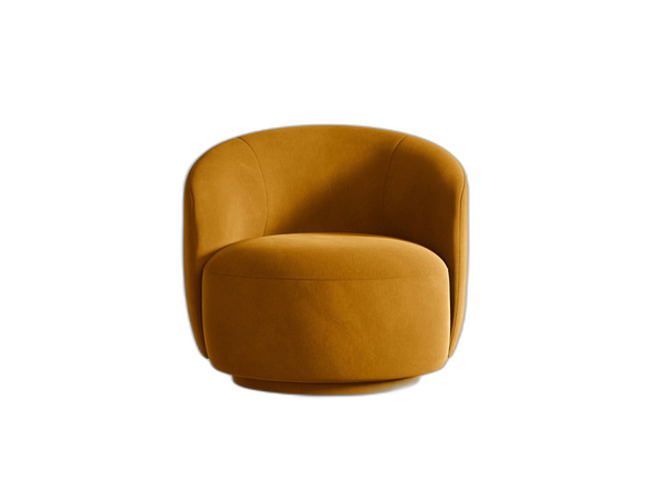 Modern Swivel Armchair – Curved Accent Chair with 360° Rotation
