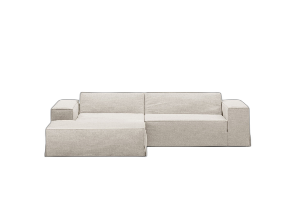 Modern Corner Sofa with Removable Covers – Linen-Effect Modular Couch W224