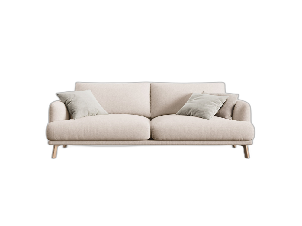 Modern 3-Seater Sofa – Minimalist Upholstered Couch with Wooden Legs W200