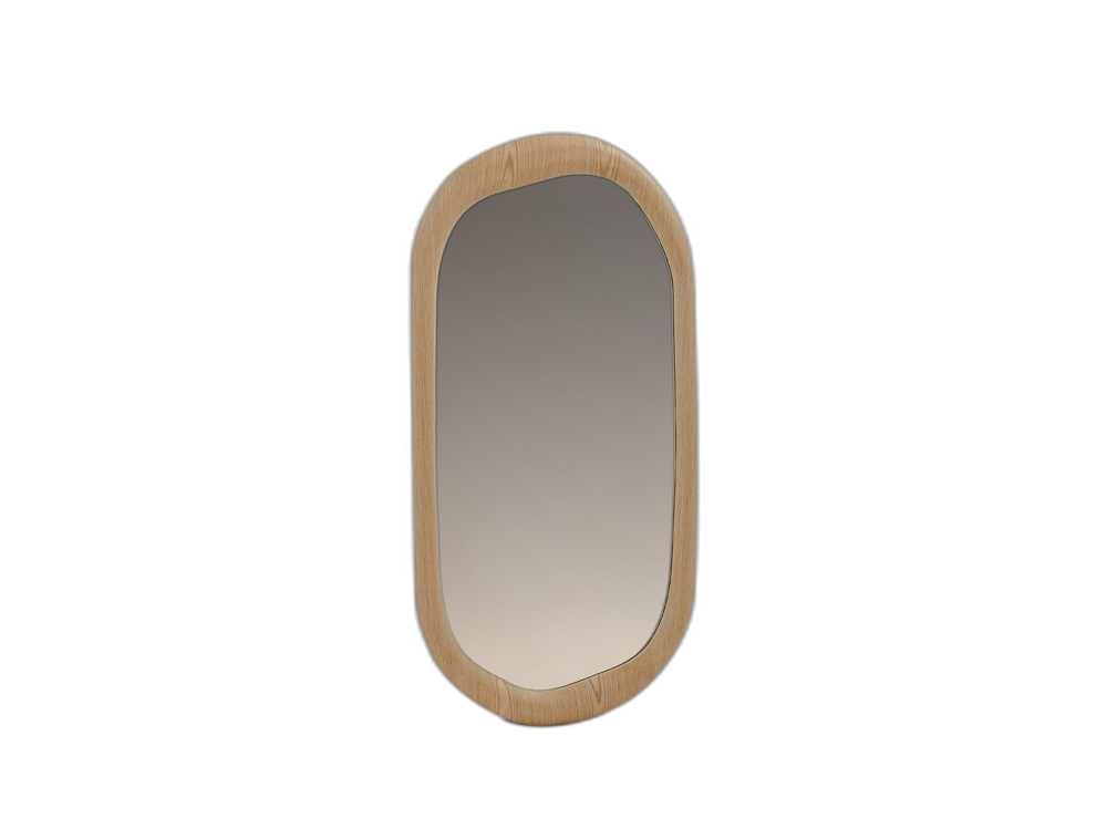Oval Wall Mirror – Modern Decorative Mirror with Natural Oak Frame