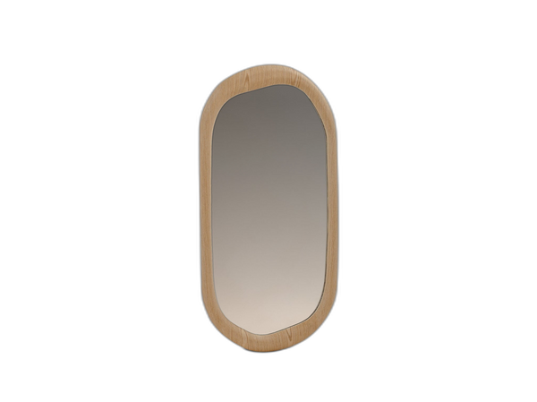 Oval Wall Mirror – Modern Decorative Mirror with Natural Oak Frame