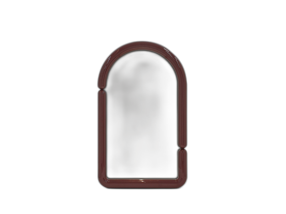 Modern Round Wall Mirror – Decorative Glossy Red Frame Mirror