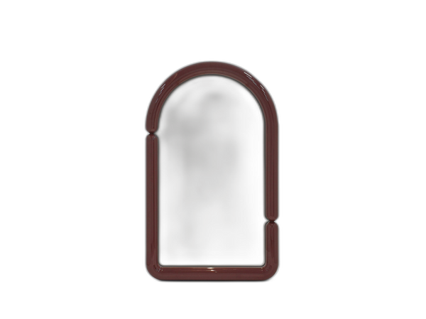 Modern Round Wall Mirror – Decorative Glossy Red Frame Mirror