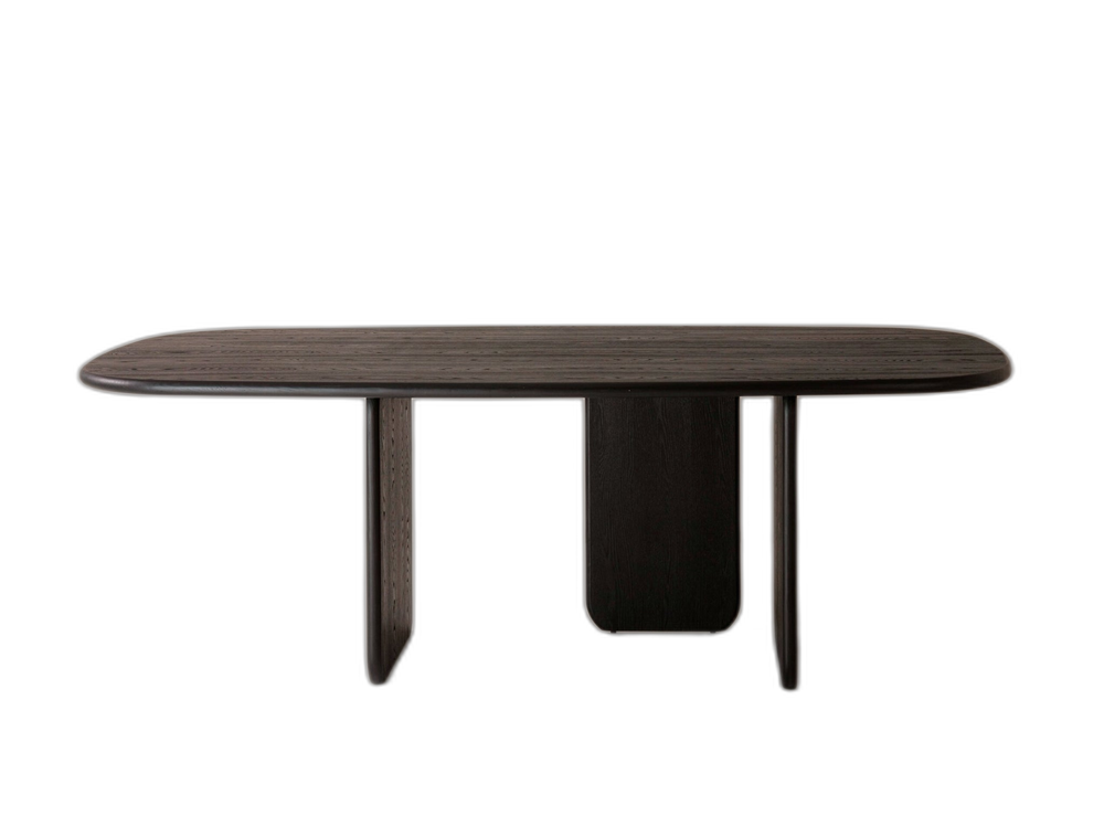 Modern Wooden Dining Table – Black Finish Pine & Elm Veneer Table