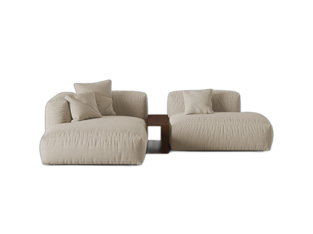 Modern Cloud-Style Corner Sofa – Soft Modular Lounge with Built-In Table W285