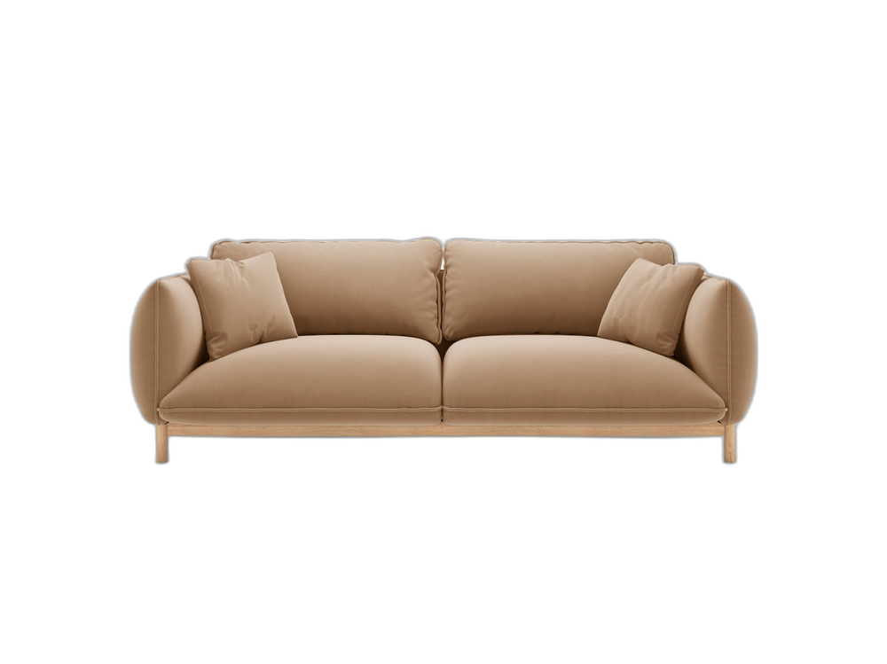 Scandinavian Style 3-Seater Sofa – Curved Wooden Frame Couch W208