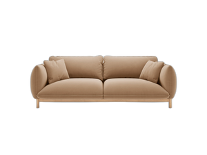 Scandinavian Style 3-Seater Sofa – Curved Wooden Frame Couch W208