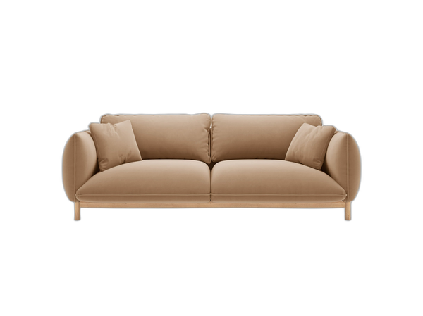 Scandinavian Style 3-Seater Sofa – Curved Wooden Frame Couch W208