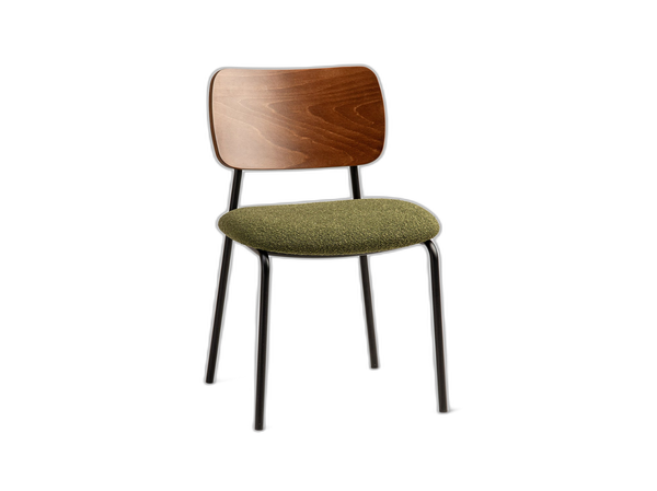 Modern Stackable Dining Chair – Upholstered Seat with Metal Legs