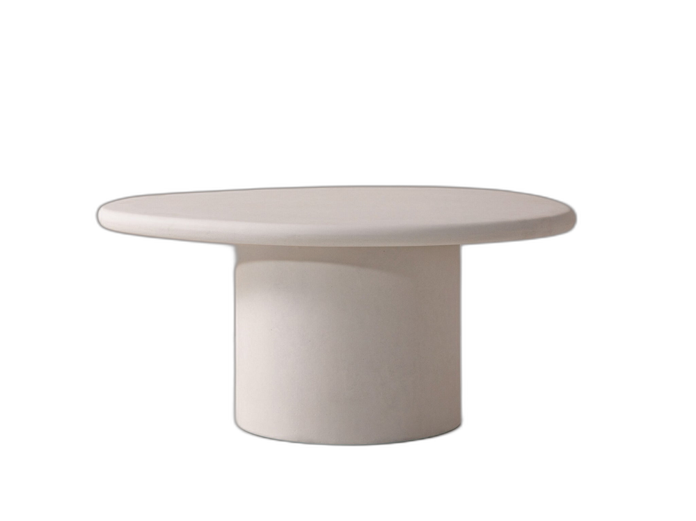 Oval Coffee Table with Cement Finish for Indoor & Outdoor Use