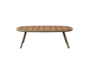 Outdoor Coffee Table – Modern Wood-Effect Garden Table Aluminium Frame