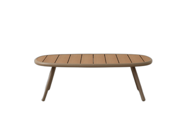 Outdoor Coffee Table – Modern Wood-Effect Garden Table Aluminium Frame