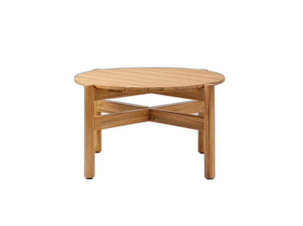 Outdoor Round Coffee Table – Solid Acacia Wood Garden Table