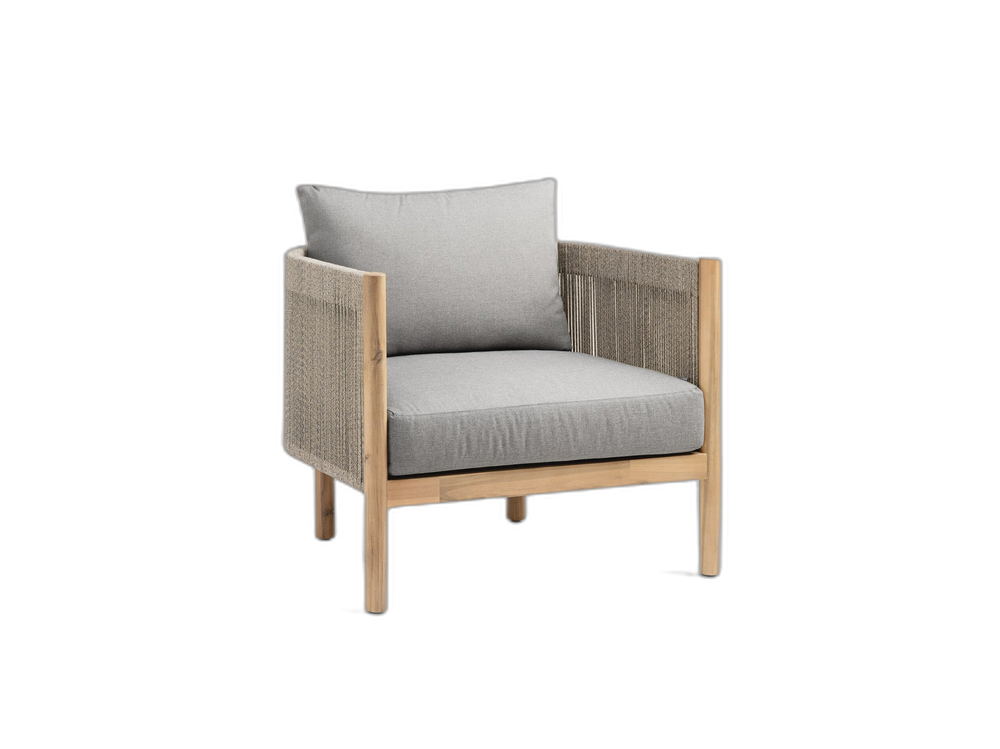 Outdoor Rope Armchair – Wooden & Aluminium Garden Lounge Chair