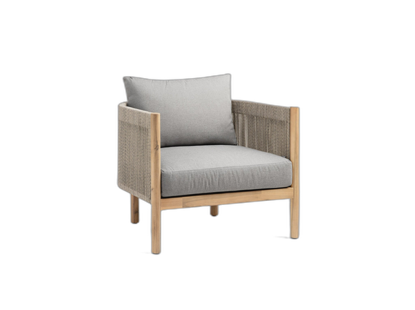 Outdoor Rope Armchair – Wooden & Aluminium Garden Lounge Chair