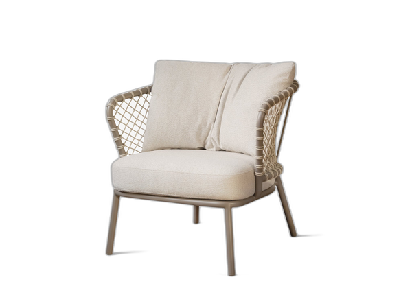 Outdoor Rope Armchair – Modern Garden Lounge Chair with Cushions