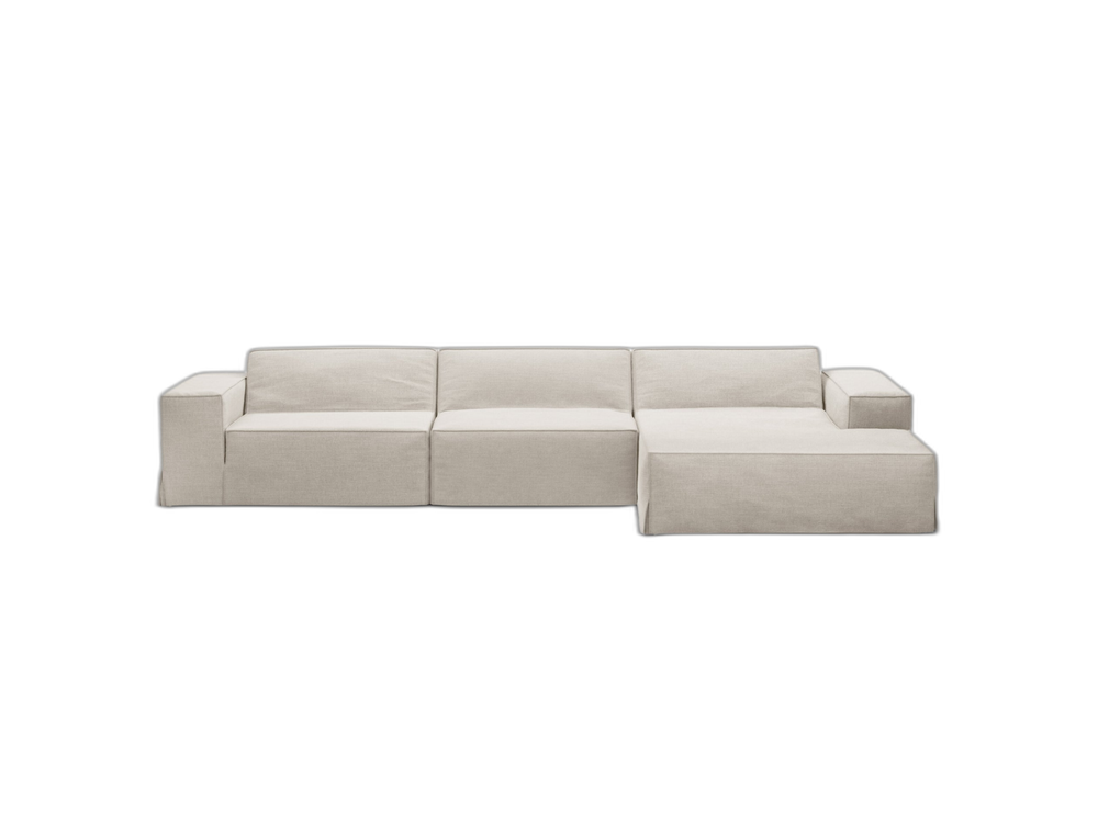Corner Sofa with Removable Covers – Medium-Firm Comfort & Linen-Style Fabric W284