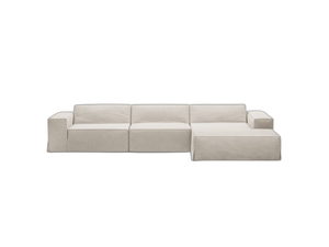 Corner Sofa with Removable Covers – Medium-Firm Comfort & Linen-Style Fabric W284