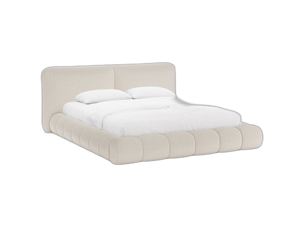 Upholstered Storage Bed Frame with Minimalist Headboard & Gas Lift