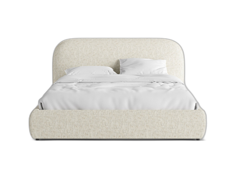 Upholstered Storage Bed Frame with Rounded Headboard & Gas Lift