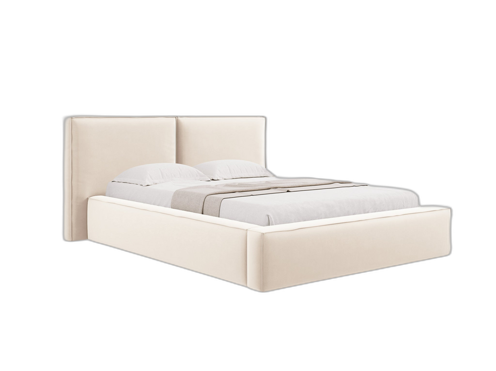 Upholstered Bed Frame with Storage & Soft Headboard