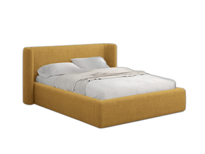 Upholstered Bed Frame with Winged Headboard & Storage