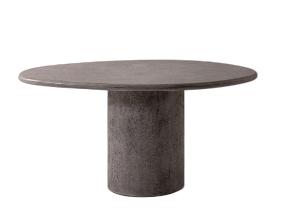 Oval Dining Table with Cement Finish for Indoor & Outdoor Use