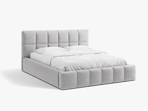 Upholstered Bed Frame with Rounded Design & Storage