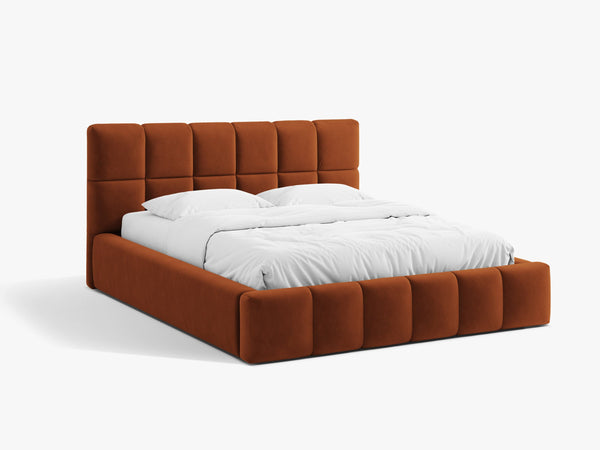 Upholstered Bed Frame with Rounded Design & Storage