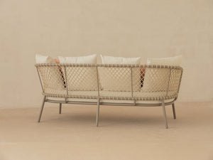 Outdoor 3-Seater Sofa – Woven Rope Garden Lounge Couch W201