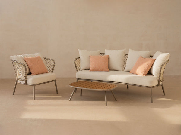 Outdoor 3-Seater Sofa – Woven Rope Garden Lounge Couch W201