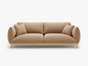 Scandinavian Style 3-Seater Sofa – Curved Wooden Frame Couch W208