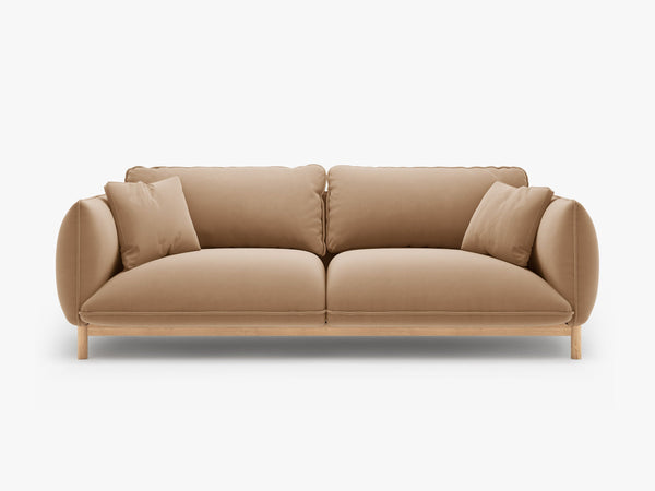 Scandinavian Style 3-Seater Sofa – Curved Wooden Frame Couch W208