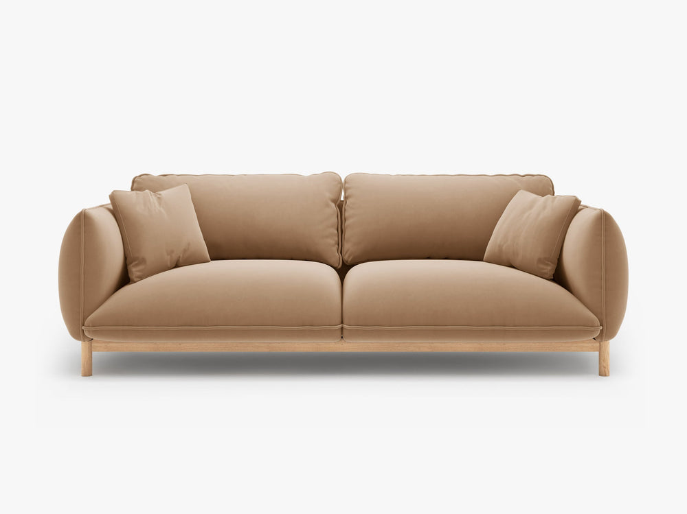Scandinavian Style 3-Seater Sofa – Curved Wooden Frame Couch W208