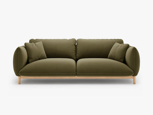 Scandinavian Style 3-Seater Sofa – Curved Wooden Frame Couch W208
