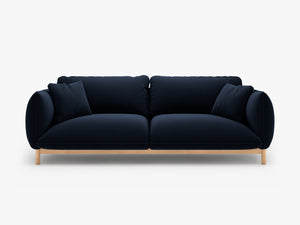 Scandinavian Style 3-Seater Sofa – Curved Wooden Frame Couch W208
