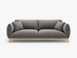 Scandinavian Style 3-Seater Sofa – Curved Wooden Frame Couch W208
