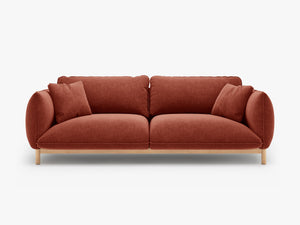 Scandinavian Style 3-Seater Sofa – Curved Wooden Frame Couch W208