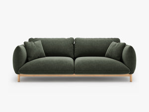 Scandinavian Style 3-Seater Sofa – Curved Wooden Frame Couch W208