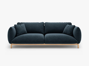 Scandinavian Style 3-Seater Sofa – Curved Wooden Frame Couch W208