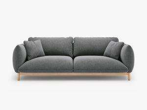 Scandinavian Style 3-Seater Sofa – Curved Wooden Frame Couch W208