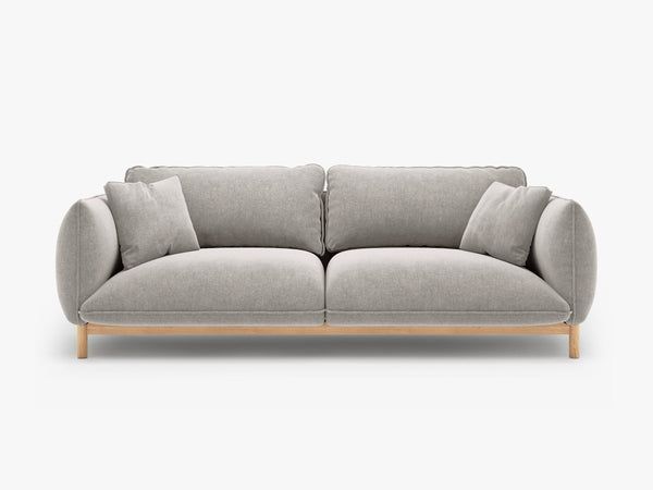 Scandinavian Style 3-Seater Sofa – Curved Wooden Frame Couch W208