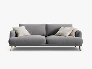Modern 3-Seater Sofa – Minimalist Upholstered Couch with Wooden Legs W200