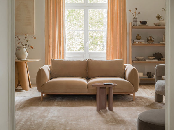 4-Seater Sofa with Curved Design – Deep Seating & Wooden Frame Detail W248