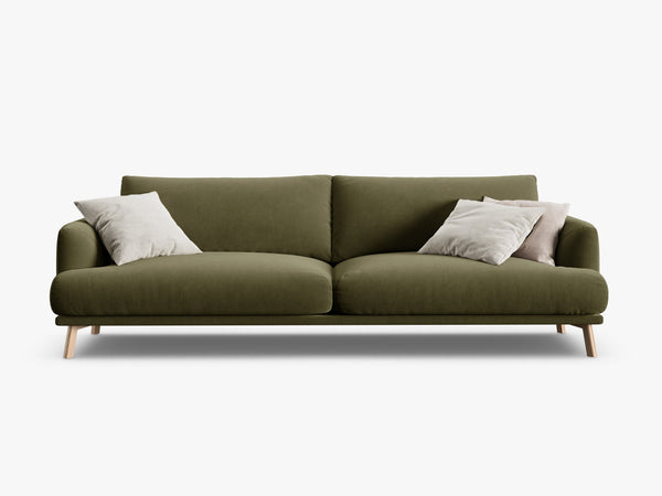Modern 4-Seater Sofa – Minimalist Upholstered Couch with Wooden Legs W230