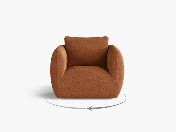 Swivel Armchair with Deep Seat & Curved Design